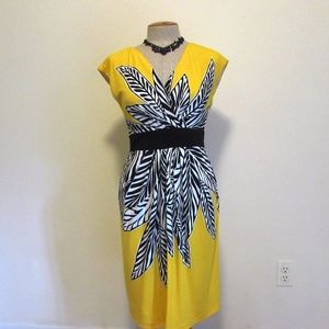 Maggie London Black & Yellow Dress sz 6 NWOT